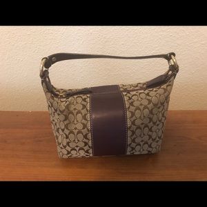 Coach Signature Tan & Purple Small Pouch Purse